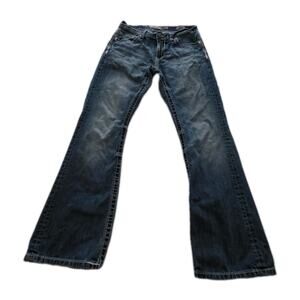 BKE Fulton Mens 30 R Denim Blue Jeans Bootcut Medium Wash Thick Stitch Cowboy